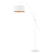 Biała lampa stojąca do salonu z abażurem BILBAO GOLD