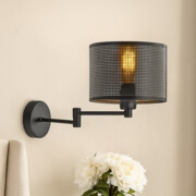 Czarna lampka ścienna na wysięgniku regulowanym BRAGE AŻUR