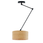 Lampa sufitowa na wysięgniku NEWA BOHO z kloszem z rattanu