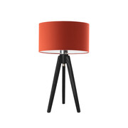 Drewniana lampka stołowa na 3 nogach SABA z rdzawym abażurem