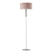 Lampa stojąca z kulami do salonu BERMUDY VELUR z różowym, welurowym abażurem