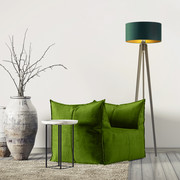 Drewniana lampa stojąca na trójnogu GOLD