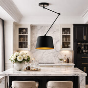 Czarna lampa sufitowa na wysięgniku ruchomym JUMA GOLD lampa sufitowa z regulowanym ramieniem czarna loft