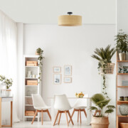 Abażurowy plafon sufitowy z elementem rattanu WENECJA BOHO fi - 40 cm