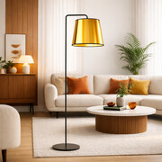 Czarno-złota lampa podłogowa w stylu glamour RIJAD MIRROR