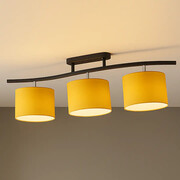 Musztardowa lampa sufitowa do salonu CARTAGENA na metalowym stelażu