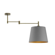 Skandynawska lampa sufitowa na wysięgniku ruchomym TAMPA GOLD z szarym abażurem ze złotym wnętrzem