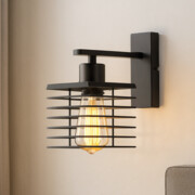 Czarna lampka ścienna loft GALATI LOFT metalowy kinkiet industrialny do salonu i sypialni