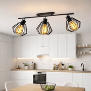 Lampa sufitowa loft czarna 3-punktowa z regulowanymi kloszami KINGSTON LOFT