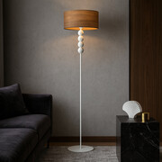 Biała lampa stojąca do salonu BERMUDY ECO z abażurem