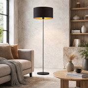 Piękna lampa stojąca do salonu czarna WERONA GOLD lampa podłogowa LED do czytania czarna