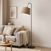 Elegancka lampa stojąca do salonu TALLIN z beżowym abażurem