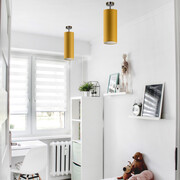 Musztardowa lampa sufitowa z abażurem w kształcie tuby SALWADOR