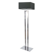 Srebrna lampa stojąca do sypialni TORONTO z geometrycznym abażurem