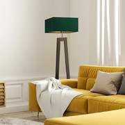 Drewniana lampa stojąca w stylu urban jungle JAWA GOLD