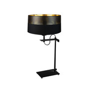 Czarna lampa biurkowa glamour ALASKA GLAM z abażurem ze złotym wnętrzem