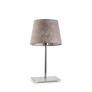 Chromowana lampka nocna LED z designerskim abażurem GENUA