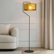 Czarno-złota lampa stojąca do salonu w stylu glamour TESALLIA MIRROR