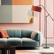 Czarna lampa podłogowa z regulowanym ramieniem LIBERIA