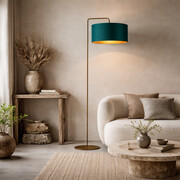 Lampa stojąca z abażurem ze złotym wnętrzem BOLIVIA GOLD designerska lampa podłogowa do salonu