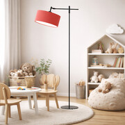 Nowoczesna lampa podłogowa regulowana z wysięgnikiem MELTON z czerwonym abażurem 30 cm
