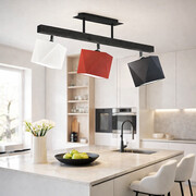 Kolorowy 3-punktowy plafon do jadalni MIRAMAR regulowana lampa sufitowa z drewna