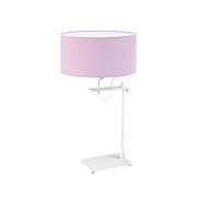 Biała lampka nocna dla dziewczynki ALASKA z pastelowym abażurem