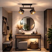 2-punktowa lampa sufitowa z drewna z regulacją EPIR GLAM z regulacją kąta padania światła