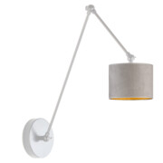 Skandynawska lampa ścienna na wysięgniku ruchomym TESNUS VELUR w kolorze srebrnym