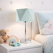 Lampka nocna dla dzieci do kontaktu WUHU z miętowym abażurem na chromowanym stelażu
