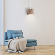 Rustykalny żyrandol do salonu z beżowym abażurem SALLO