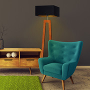 Designerska lampa podłogowa z abażurem JAWA GOLD