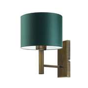 Kinkiet w wykończeniu starego złota TEGU z abażurem w kolorze zieleni butelkowej