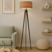 Drewniany trójnóg do salonu MIAMI ECO z fornirowym abażurem