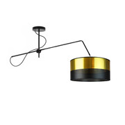 Czarna lampa sufitowa na wysięgniku ruchomym RIO GLAM ze złotym abażurem 40 cm