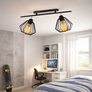 Czarna loftowa lampa sufitowa 2-punktowa regulowana nad stół HOUSTON LOFT