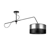 Czarna lampa sufitowa na wysięgniku nad stół RIO GLAM ze srebrnym abażurem w stylu glamour