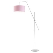 Srebrna lampa stojąca na wysięgniku z różowym abażurem do pokoju dziewczynki BILBAO