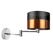 Kinkiet regulowany LED do sypialni BRAGE GLAM z czarno miedzianym kloszem w kształcie walca