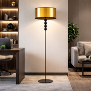 Czarno - złota lampa stojąca do salonu BERMUDY MIRROR
