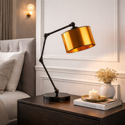 Czarna lampka biurkowa w stylu loft ASMARA MIRROR z regulacją