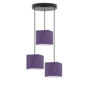 Fioletowa 3 punktowa lampa wisząca kaskadowa MAJORKA na okrągłej podsufitce