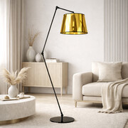 Lampa stojąca z regulowanym ramieniem w stylu glamour MANILA MIRROR czarno-złota