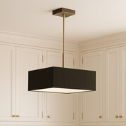 Brązowy żyrandol wiszący do salonu z kwadratowym abażurem 40x40x20 cm BOGOTA - kolor brązowy