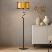Elegancka lampa stojąca do salonu w czarno-złotej kolorystyce MORONI MIRROR w stylu glamour