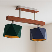 Drewniana lampa sufitowa ASTIR GOLD z trzema źródłami światła