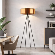 Czarna lampa stojąca na 4 nogach do salonu IBIZA MIRROR w stylu loftowym