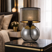 Lampa stołowa szklana do salonu LUTON AŻUR z abażurem