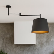 Czarna lampa sufitowa na wysięgniku ruchomym TAMPA GOLD z abażurem