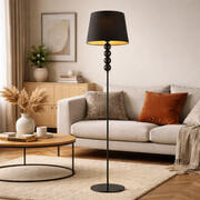 Czarna lampa stojąca do salonu w stylu glamour SEUL GOLD